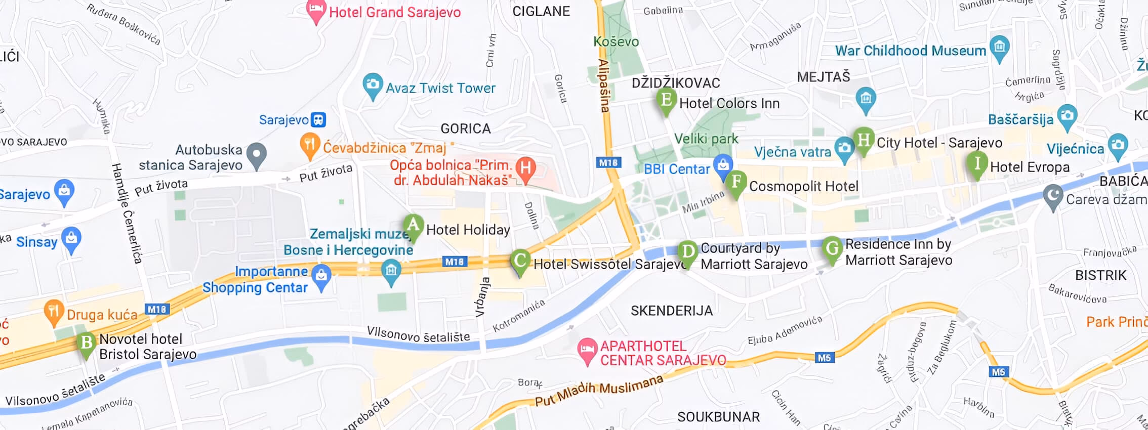 Hotels Map Overview